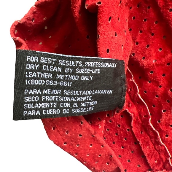 Vintage Jeff Hamilton NBA Patch Red Leather & Suede Sports Shirt XL - Picture 9 of 12